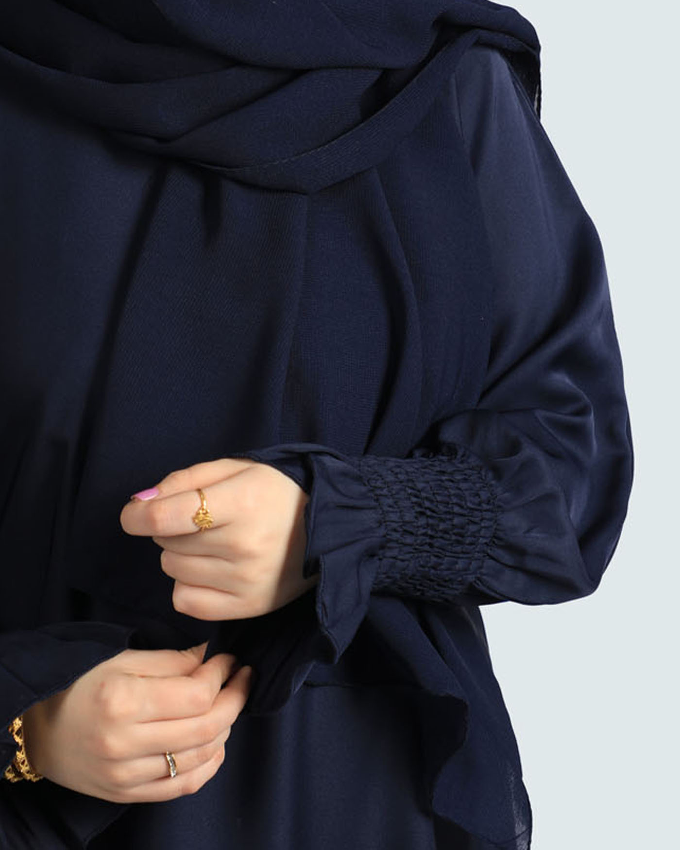 Maryam Abaya in Nida fabric with Hijab - Midnight Blue - 2