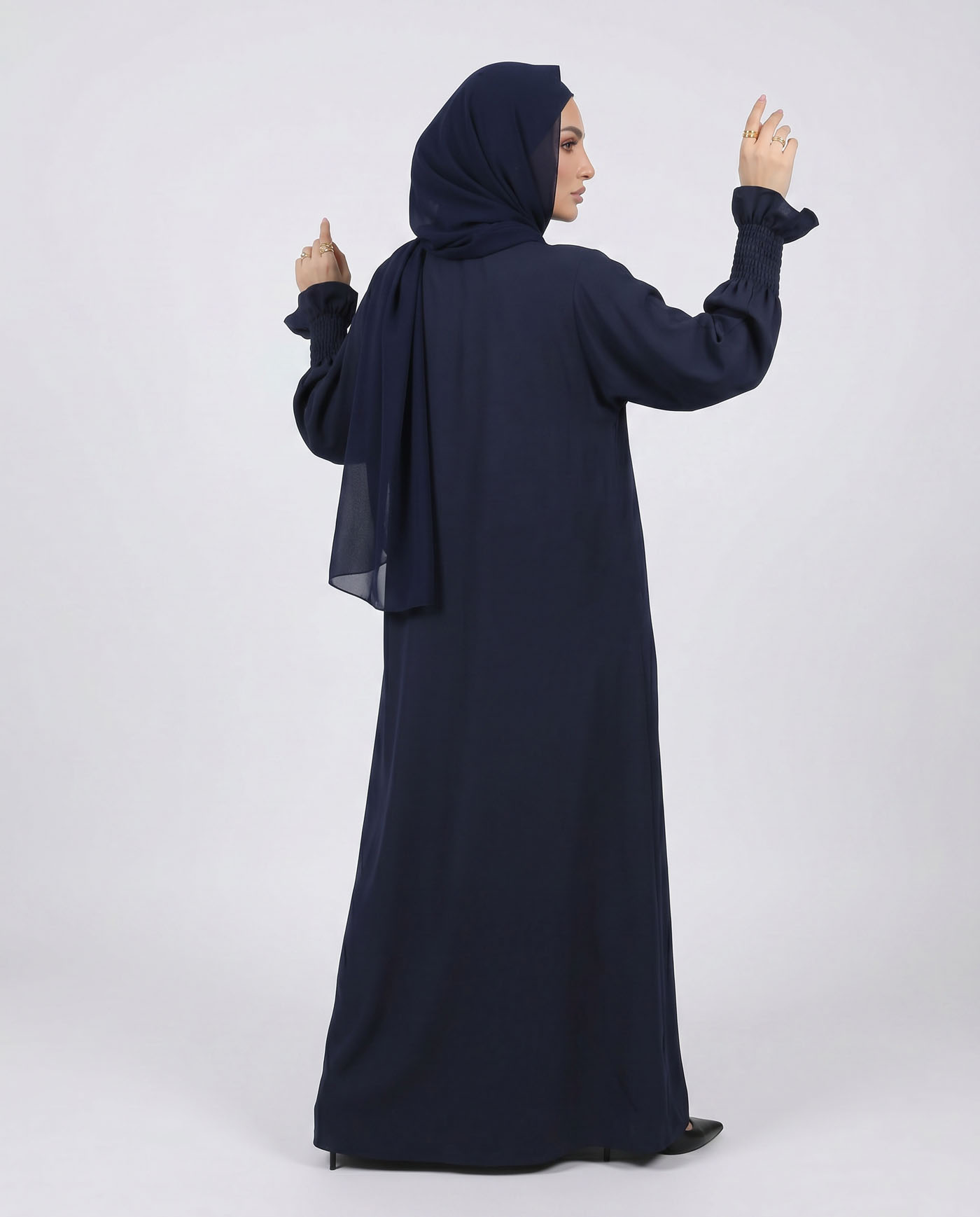 Maryam Abaya in Nida fabric with Hijab - Midnight Blue - 4