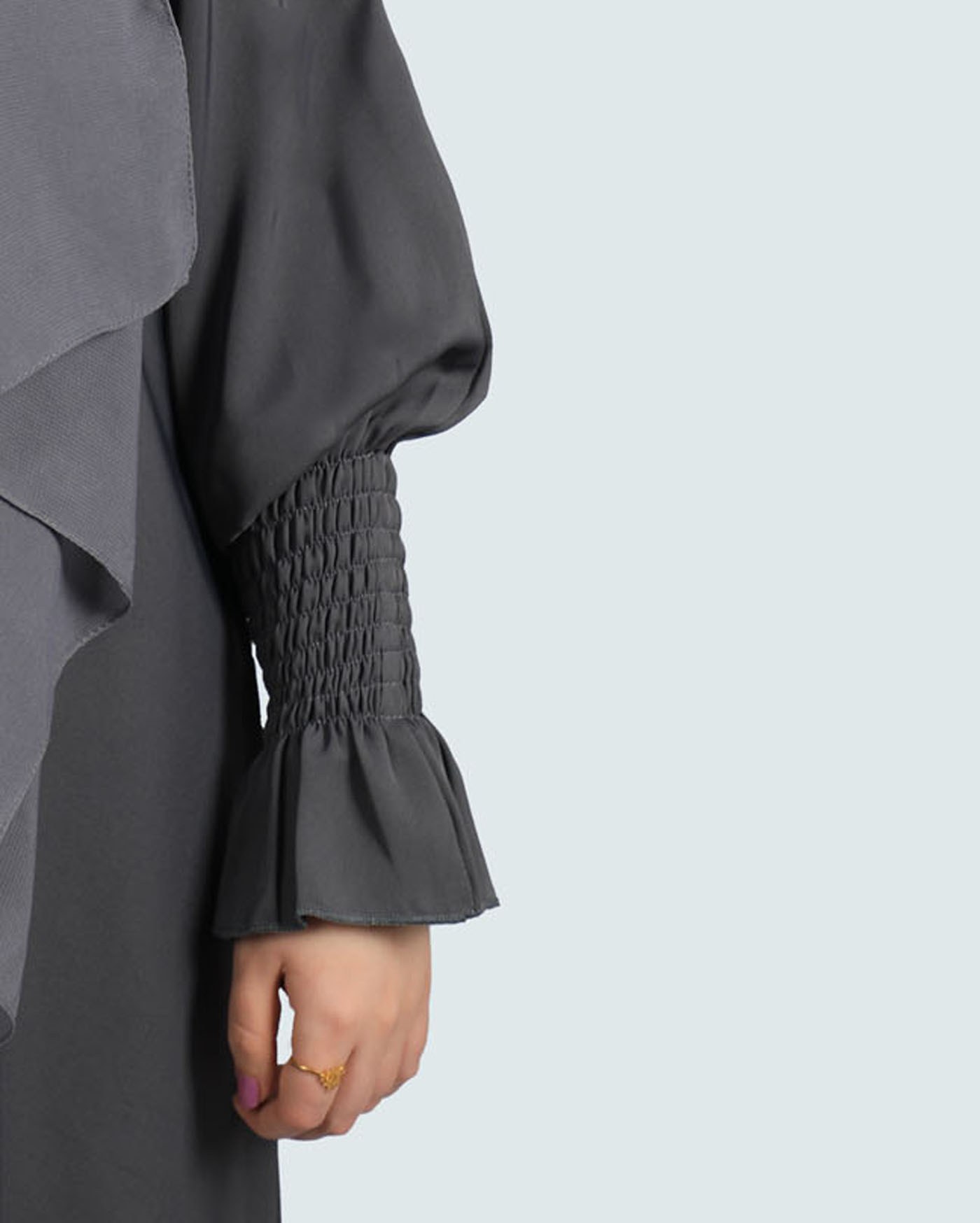 Maryam Abaya in Nida fabric with Hijab - Dark Gray - 4