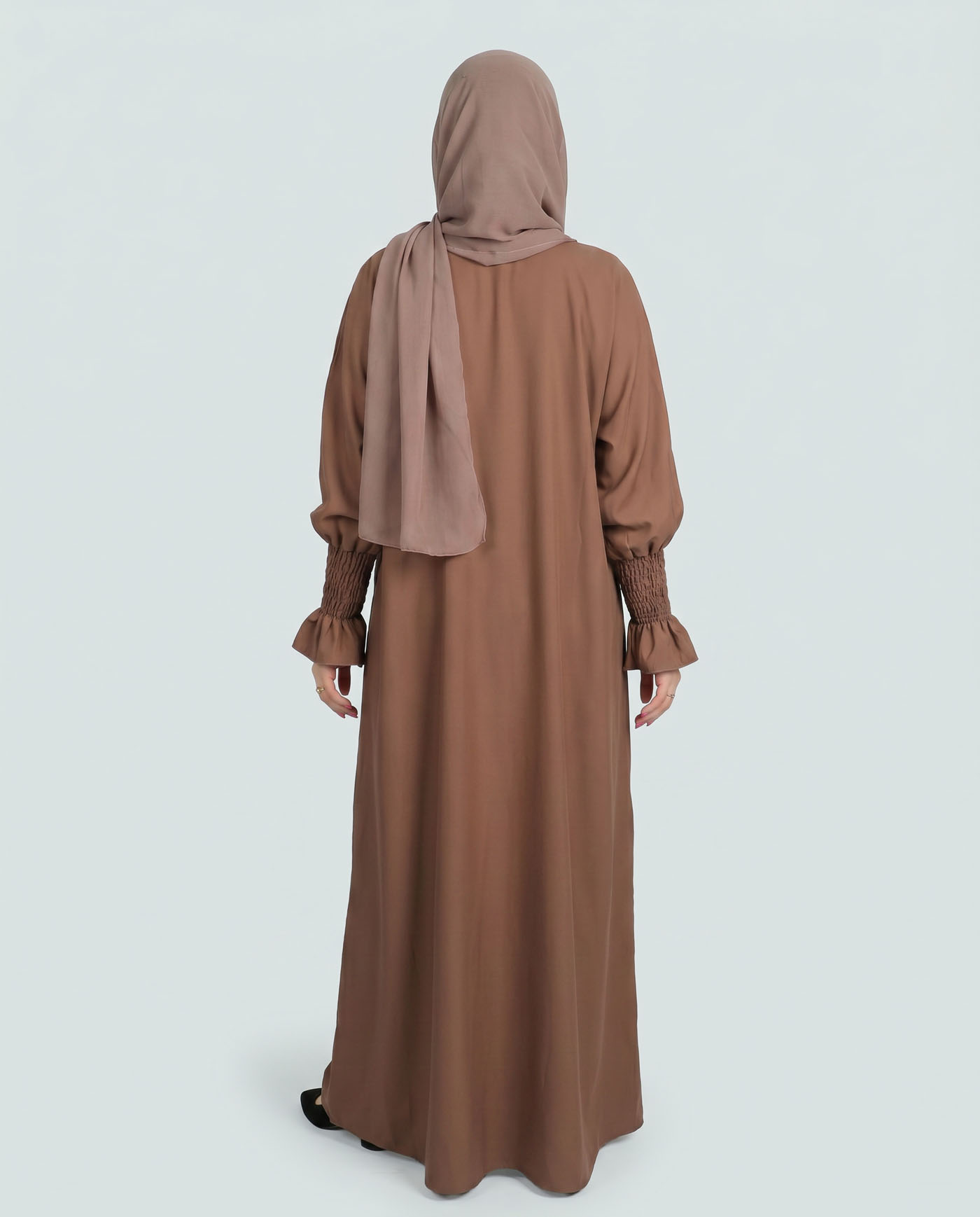 Maryam Abaya in Nida fabric with Hijab - Taupe - 2
