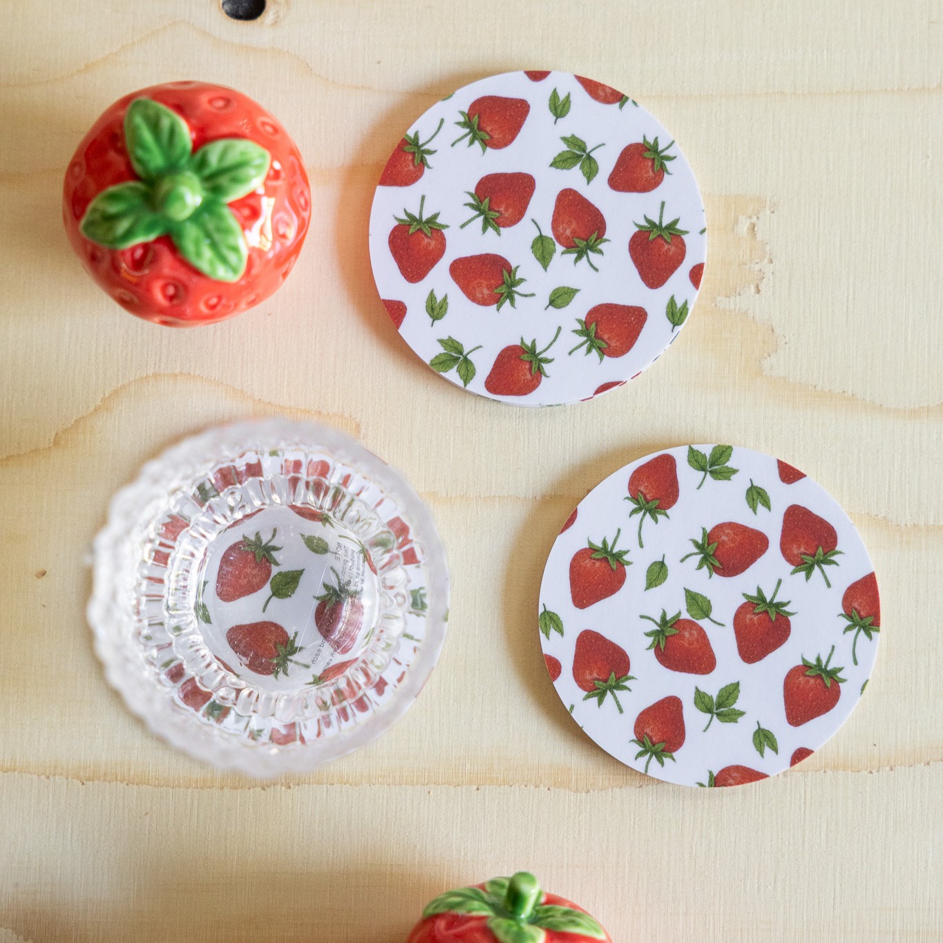 Glasunderlägg 4 pack - Jordgubbar - 3