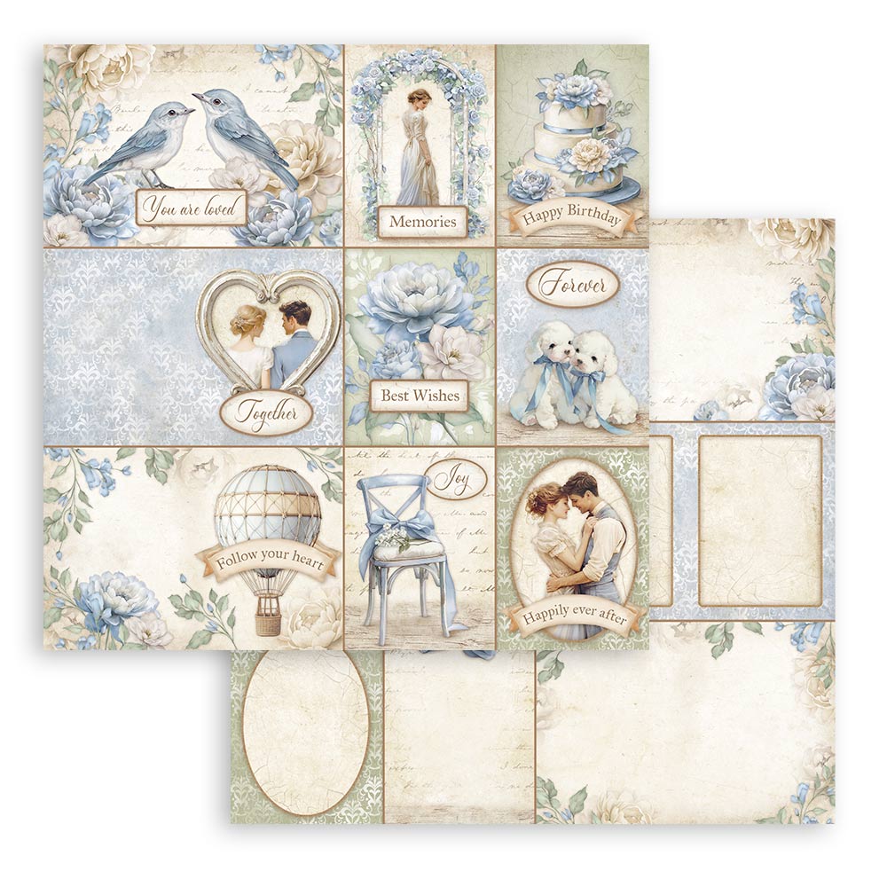 Stamperia - Dubbelsidigt ark - Timeless 9 cards - 12x12"