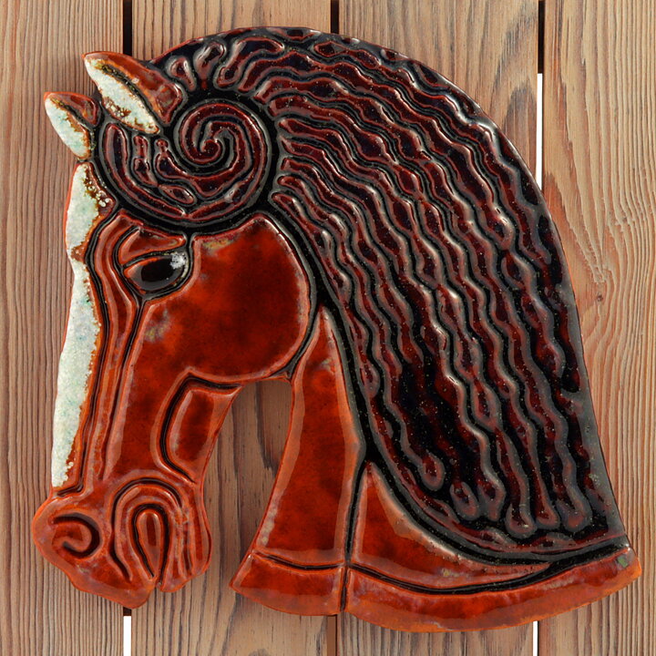 トーマス・ヘルストローム  馬の陶板  28cm  1960年代