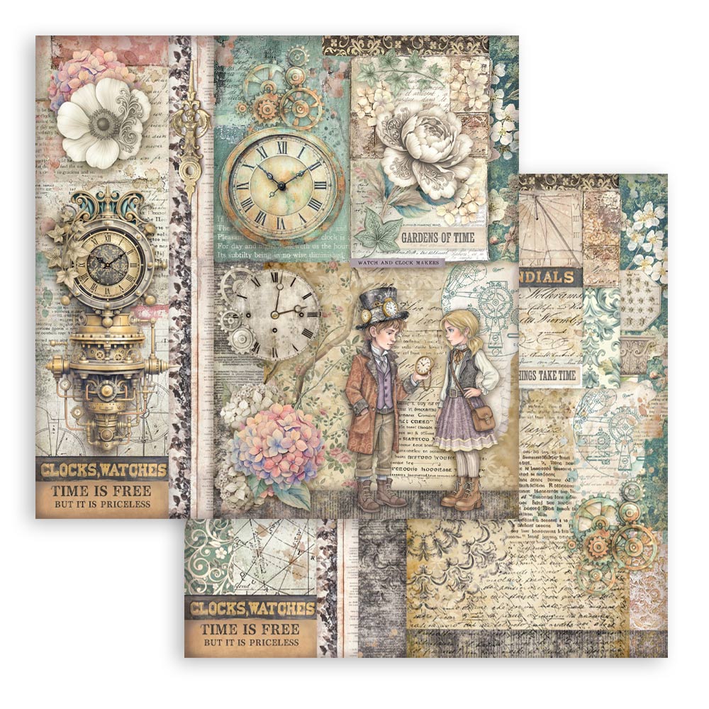 Stamperia - Gardens of Time - 10 olika dubbelsidiga ark 12x12 - 8
