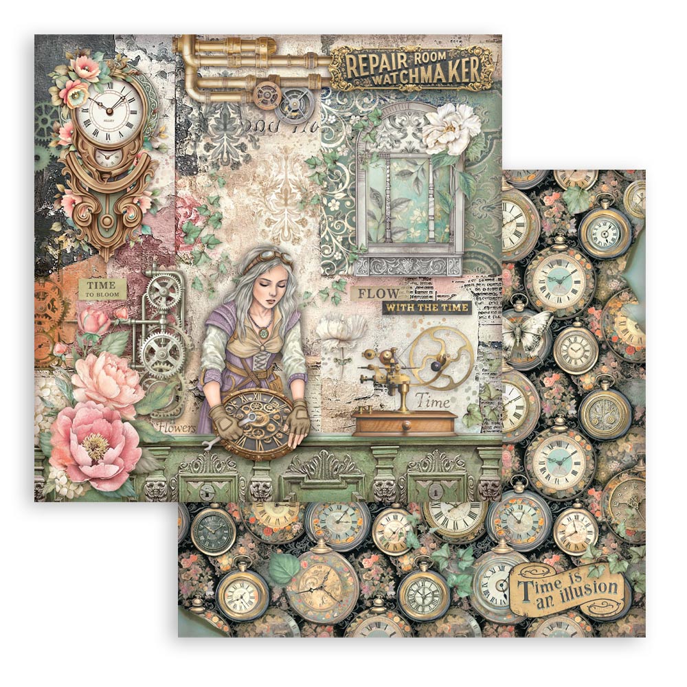 Stamperia - Gardens of Time - 10 olika dubbelsidiga ark 12x12 - 9