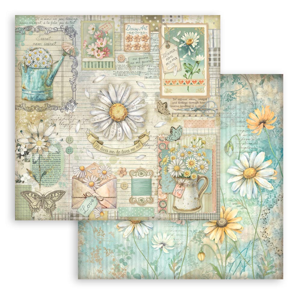 Stamperia - Daisy Art - 10 olika dubbelsidiga ark 8x8" - 7
