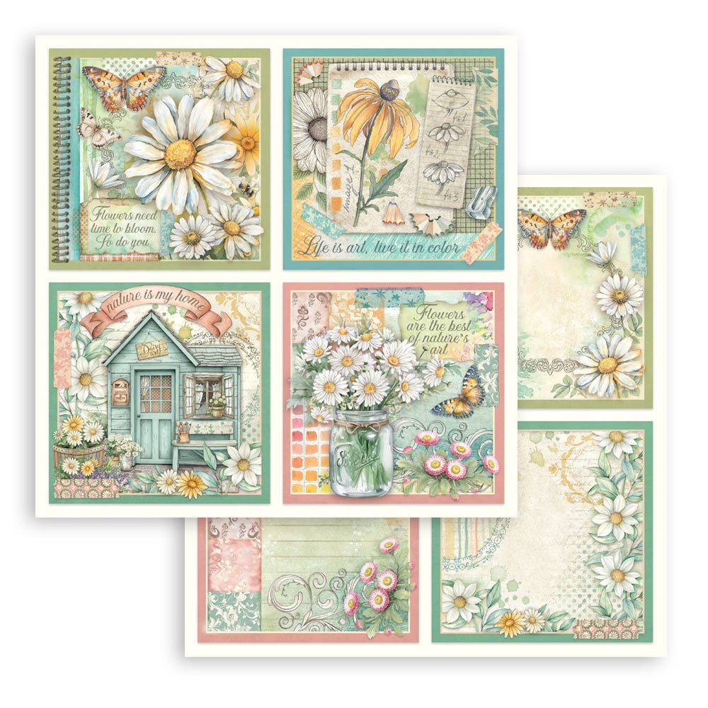 Stamperia - Daisy Art - 10 olika dubbelsidiga ark 8x8" - 5