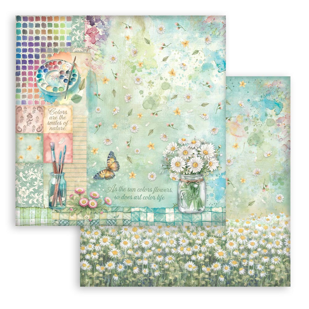 Stamperia - Daisy Art - 10 olika dubbelsidiga ark 8x8" - 4