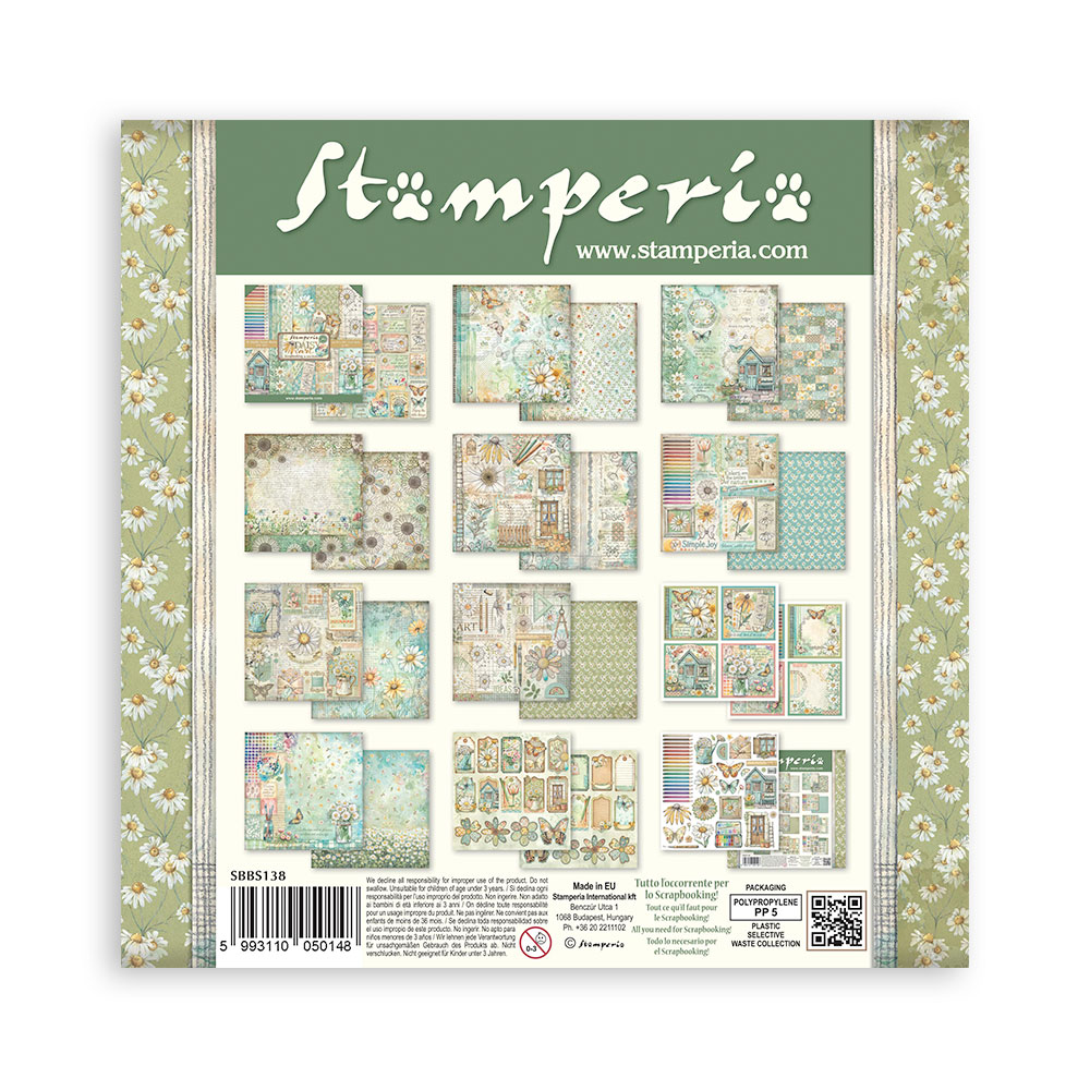Stamperia - Daisy Art - 10 olika dubbelsidiga ark 8x8"