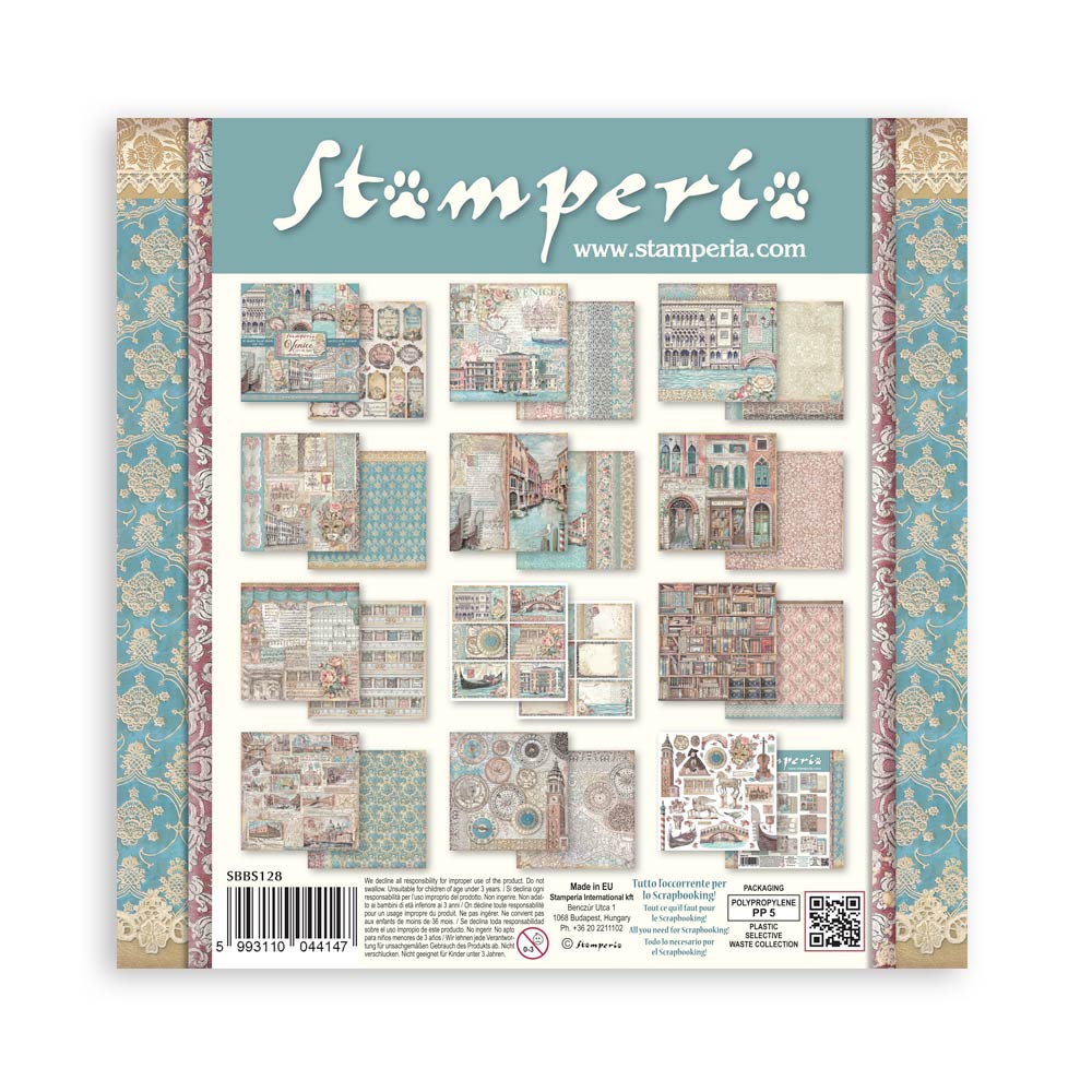 Stamperia - Venice City of Art - 10 olika dubbelsidiga ark 8x8"