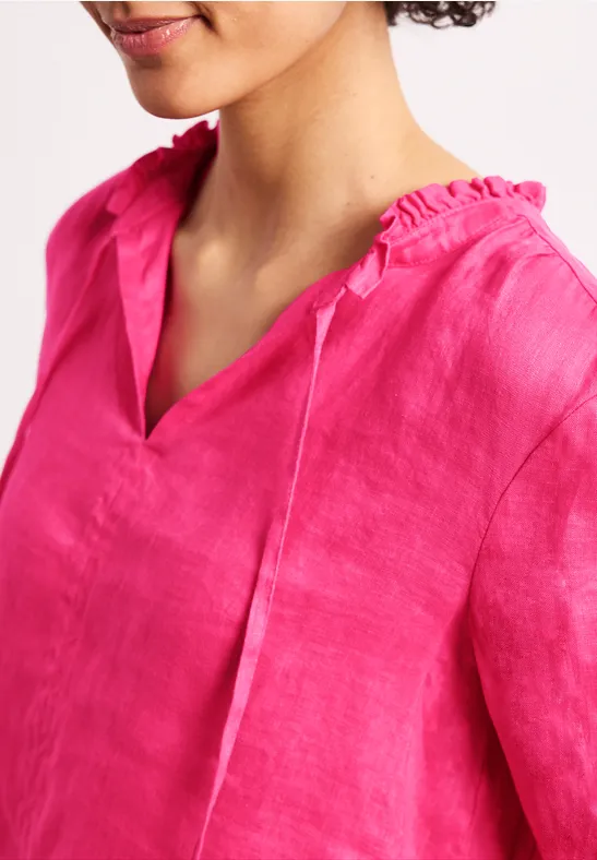 Tunic blouse with frills Ceris linneblus med volanger