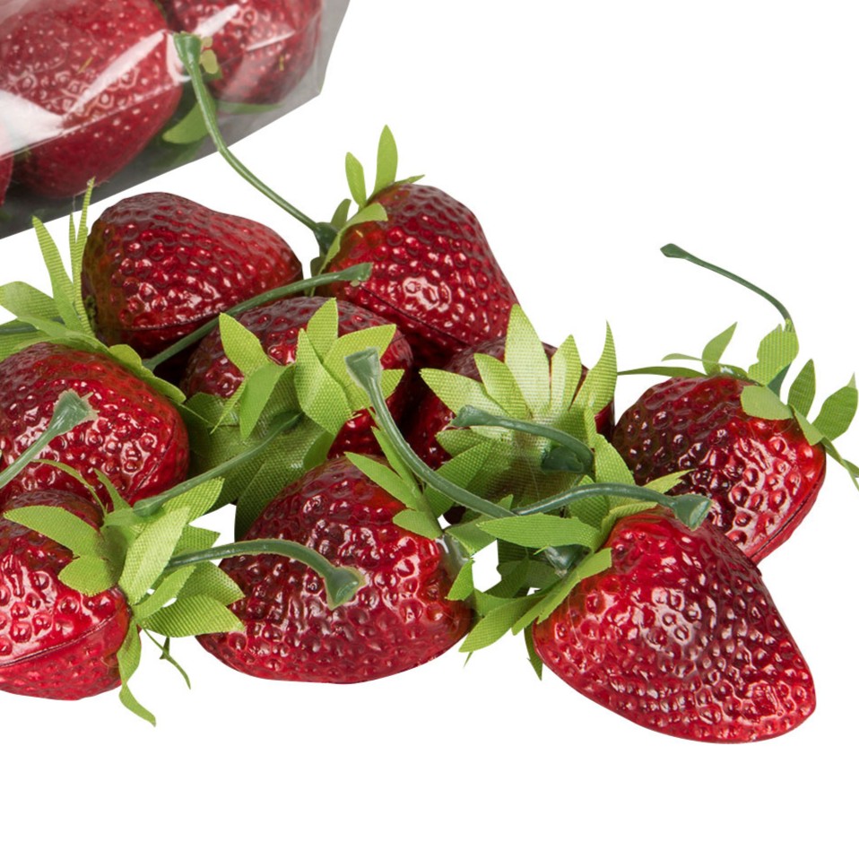 Jordgubbar dekoration 10-pack