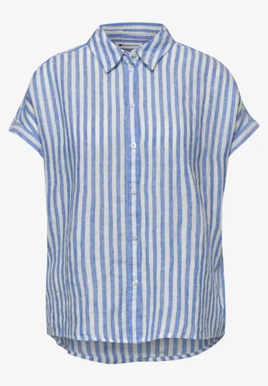 Dropped shoulder blouse Blårandig Linneskjorta med nedsänkta ärmar