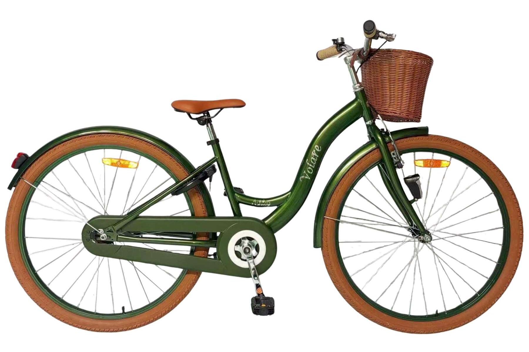 Barncykel Volare Ashley 24 tum – 3 Växlar Grön för barn 8–10 år