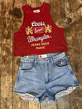 Wrangler Coors Banquet beer washed shors