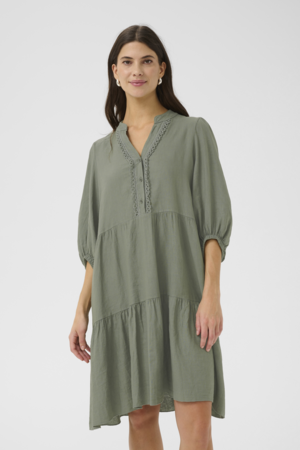 CRCARISSA DRESS - DEEP LICHEN GREEN- CREAM