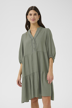 CRCARISSA DRESS - DEEP LICHEN GREEN- CREAM
