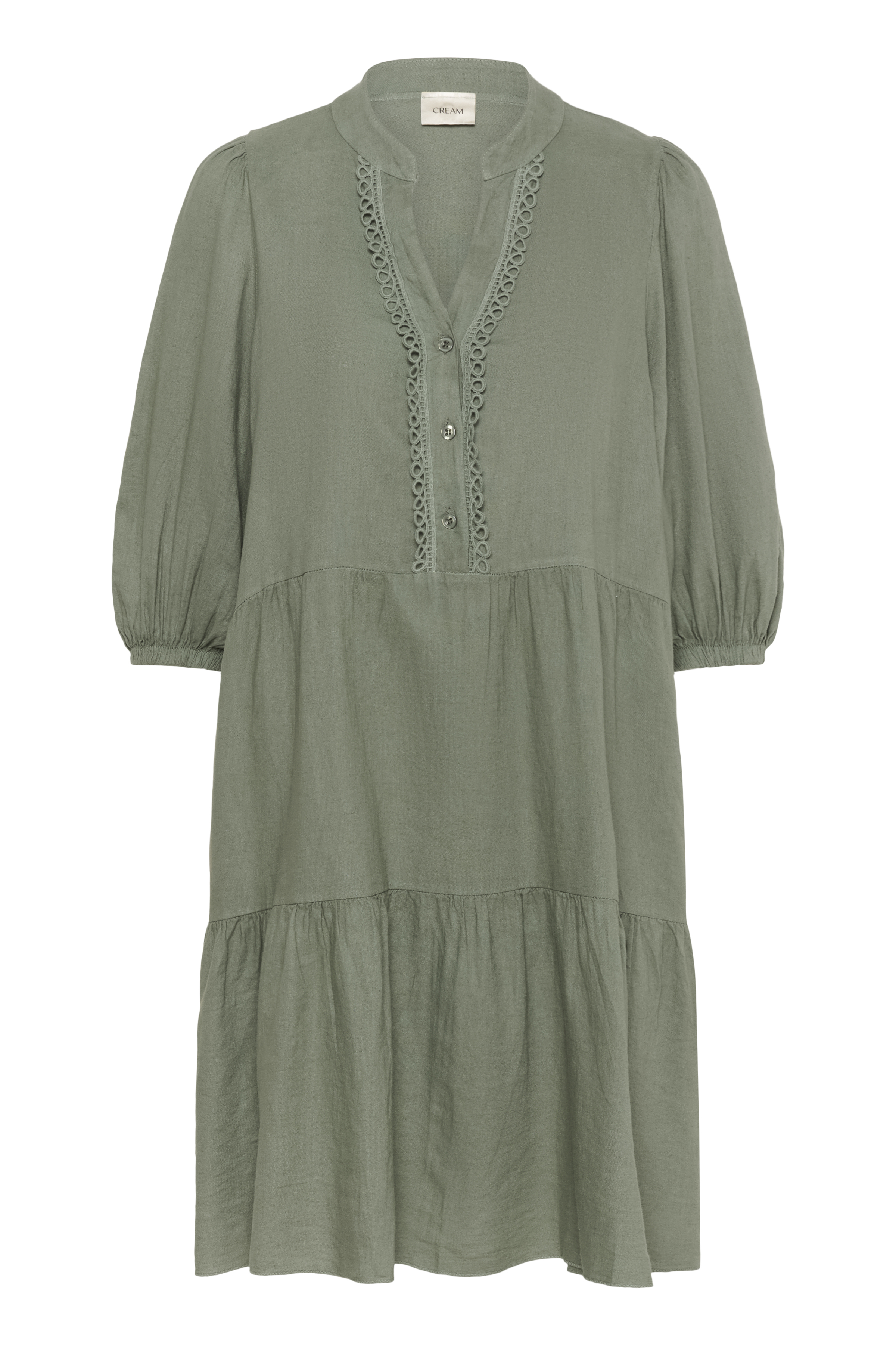 CRCARISSA DRESS - DEEP LICHEN GREEN- CREAM - 2
