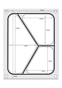 Three-part sealing frame 227x178 mm