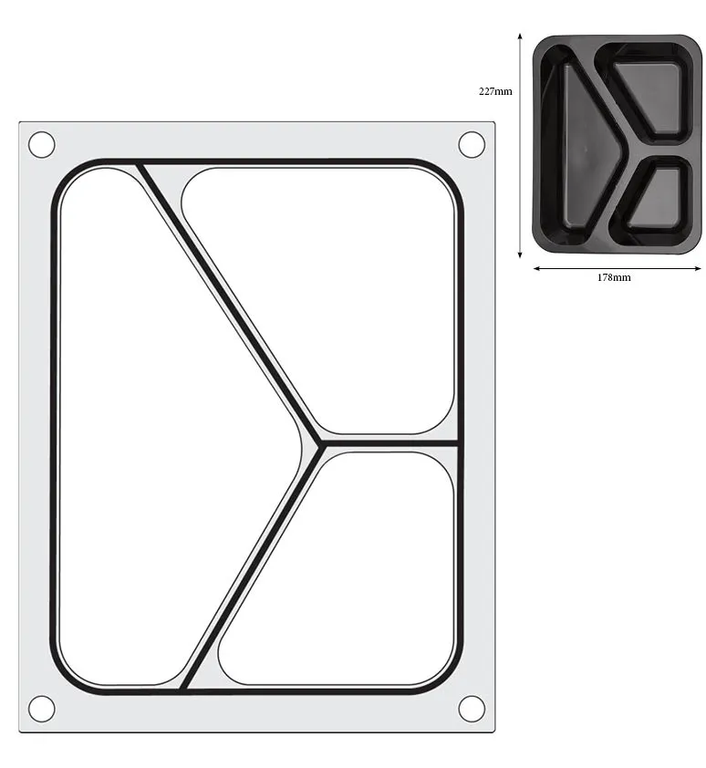 Three-part sealing frame 227x178 mm