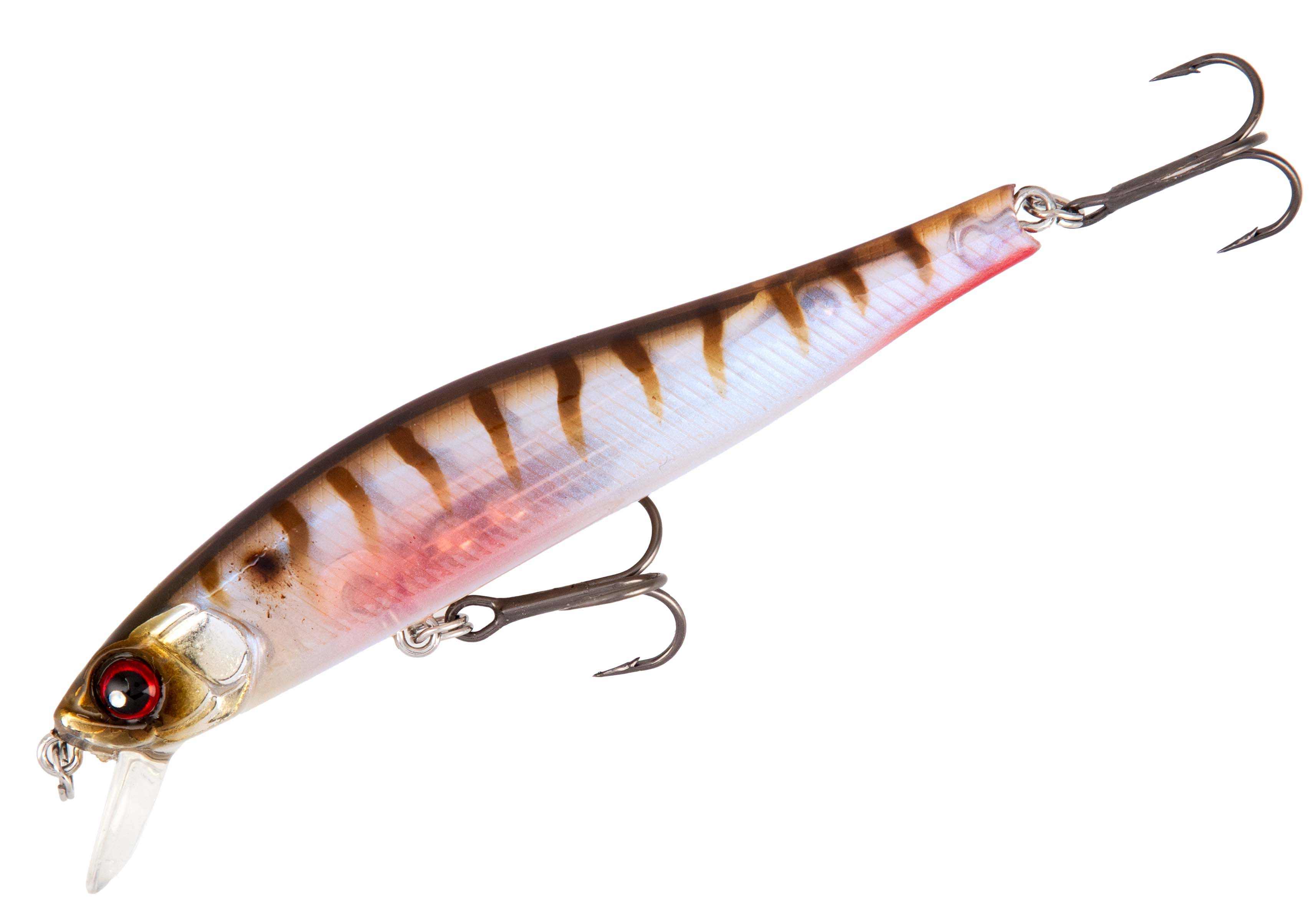 Modern minnow wobbler from Mikado developed for effective twitch and spin fishing for perch and pike. 9cm floating with built-in casting system