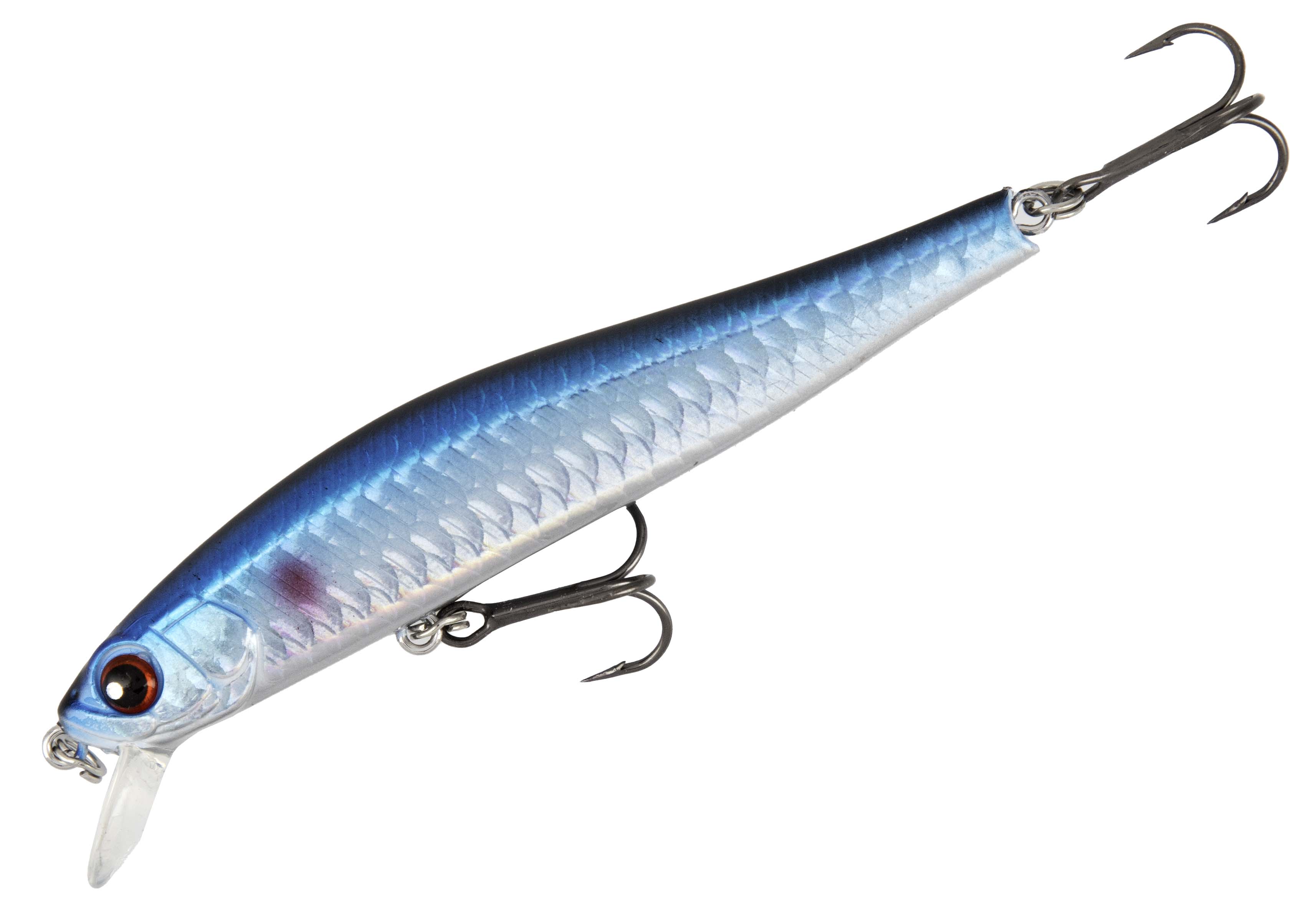 Modern minnow wobbler from Mikado developed for effective twitch and spin fishing for perch and pike. 9cm floating with built-in casting system