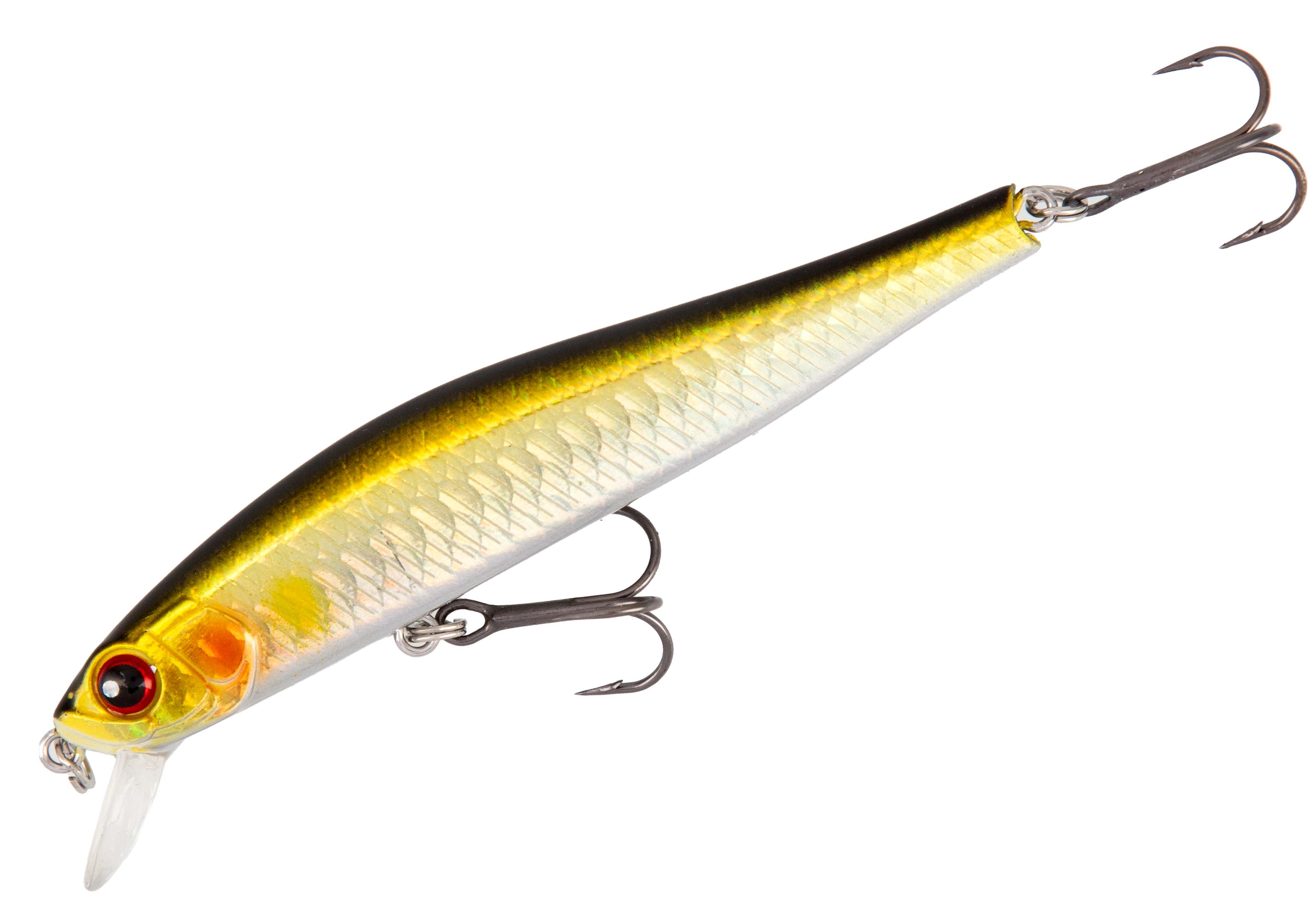 Modern minnow wobbler from Mikado developed for effective twitch and spin fishing for perch and pike. 9cm floating with built-in casting system