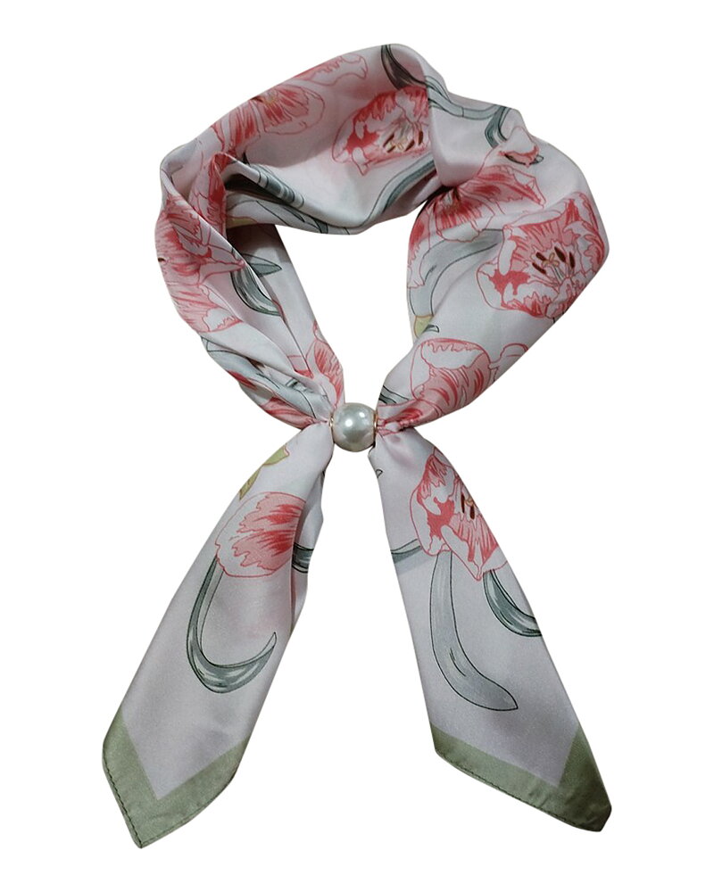Scarf Aliki med magnet blommig rosa/grön