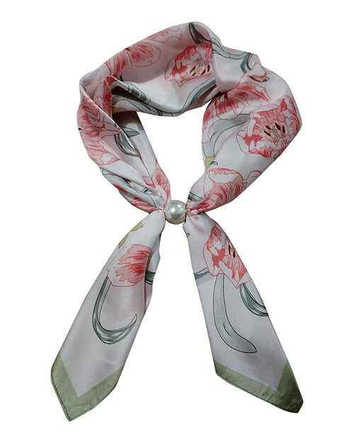 Scarf Aliki med magnet blommig rosa/grön