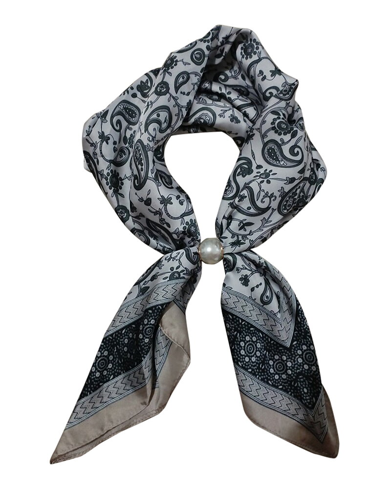 Scarf Aliki med magnet paisleymönstrad offwhite/svart/beige