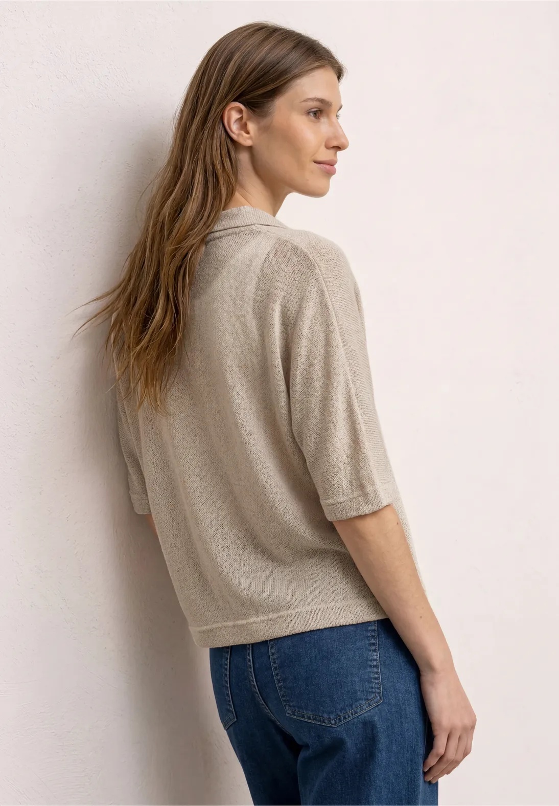 LTD QR Knit Look Batwing Jacket - Clay Sand - Street One