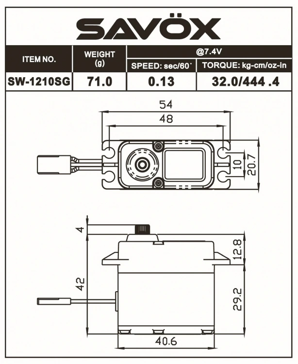 SW-1210SG Plus Servo 32Kg 0,13s HV Alu Coreless Steel Gear WP - 5