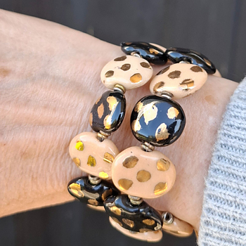Kazuri -Armband- Black-Ivory - Fairtrade