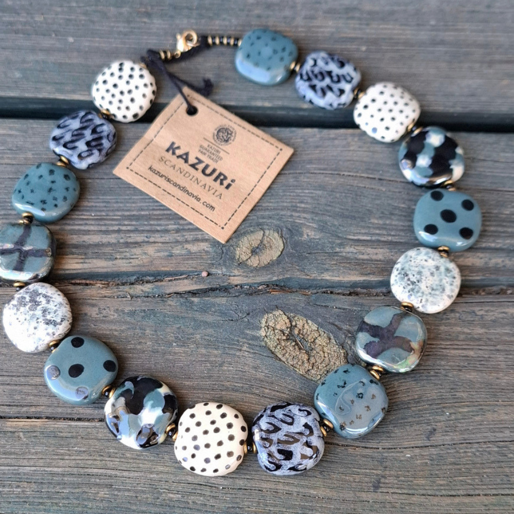 Kazuri -Halsband- Pebbles  New Look 18"  - Fairtrade