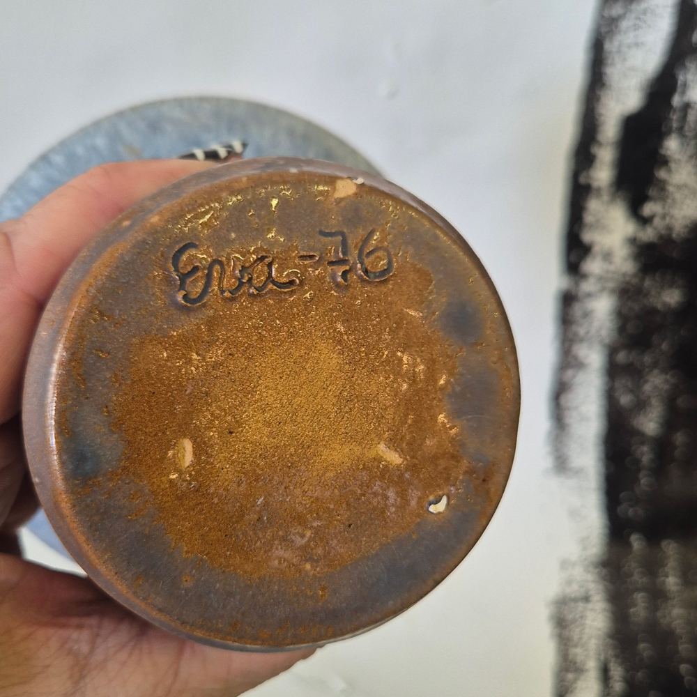 vintage VAS, mer stort brätte, ljusblå glasyr, h 11,5 cm - 5