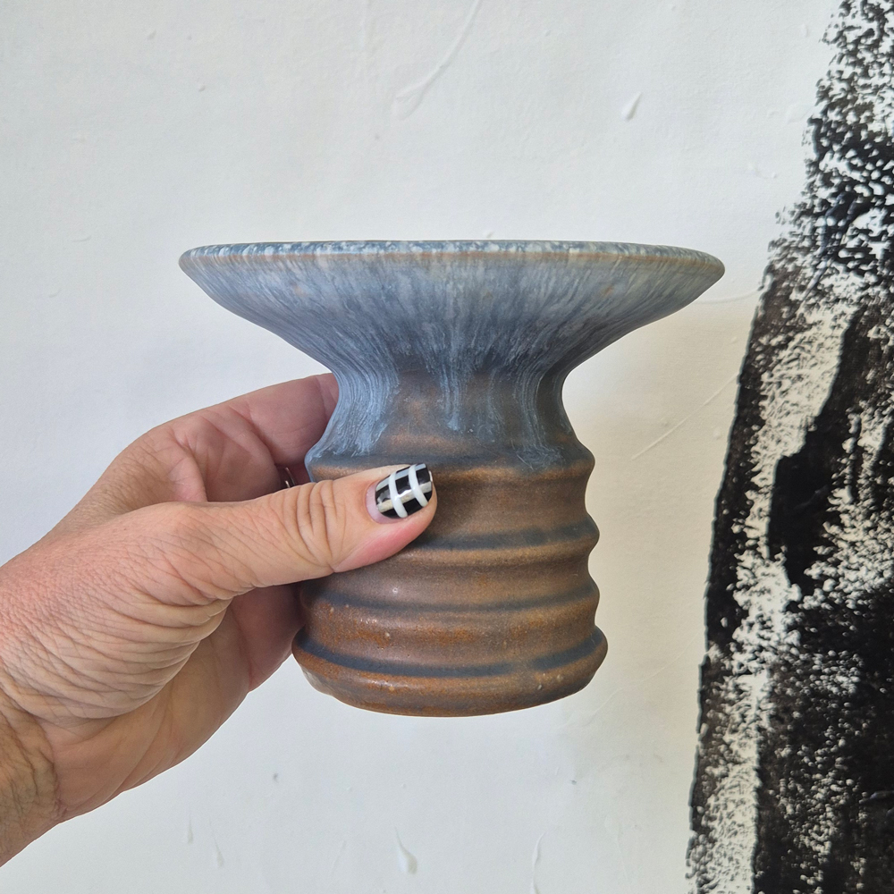 vintage VAS, mer stort brätte, ljusblå glasyr, h 11,5 cm - 4