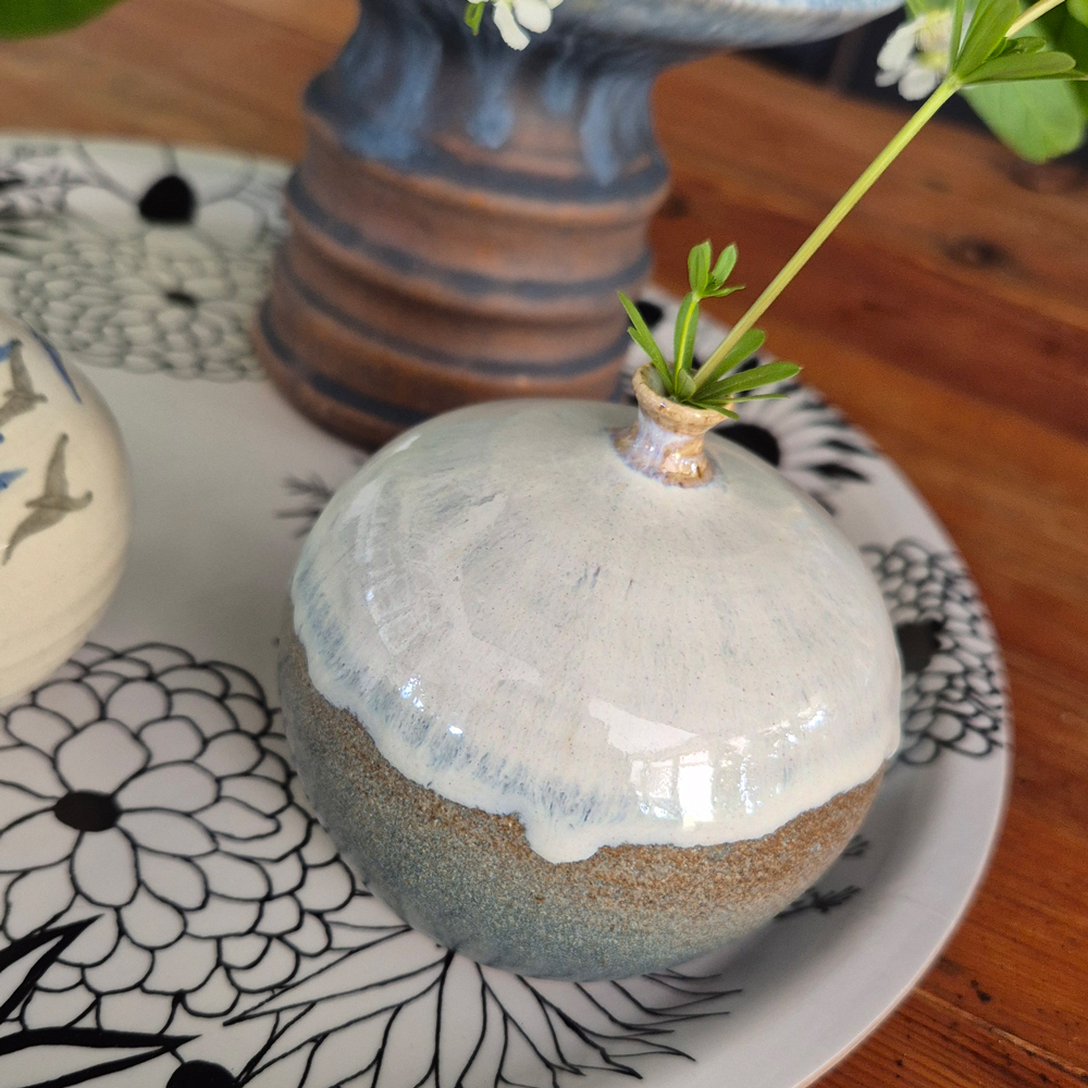vintage VAS, mer stort brätte, ljusblå glasyr, h 11,5 cm - 7