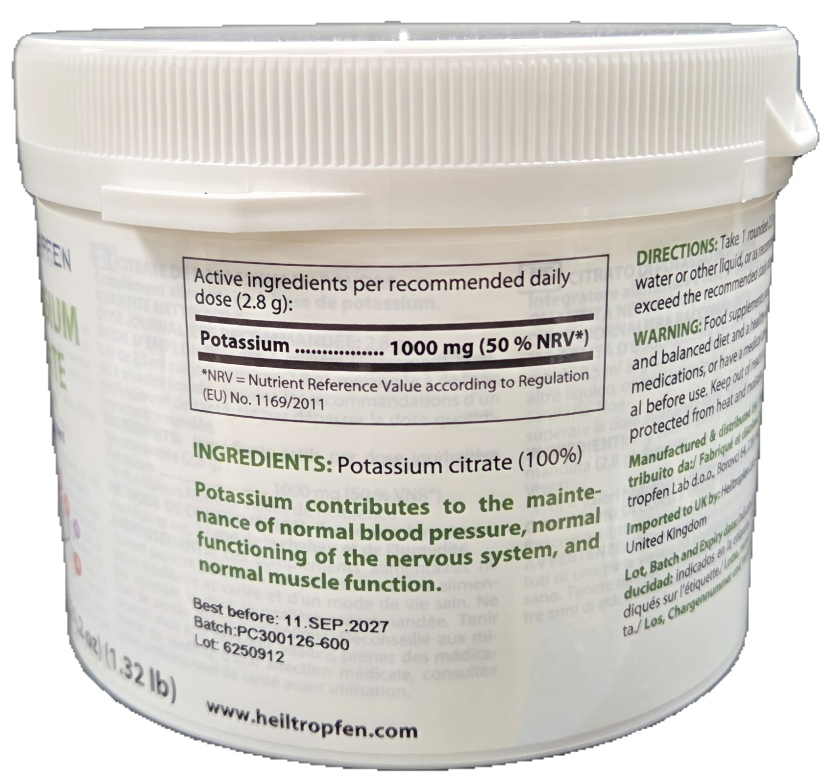 Heiltropfen Potassium Citrate Powder – Kaliumcitrat (600g) - 2