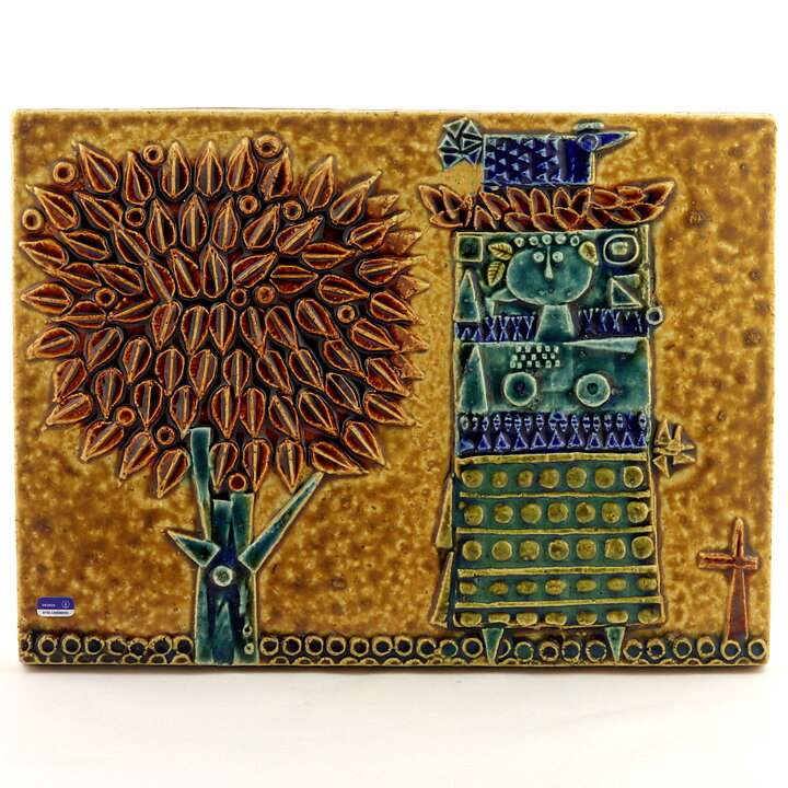 Stig Lindberg (1960s) Wall Plaque with Woman and Tree 30 cm (4)