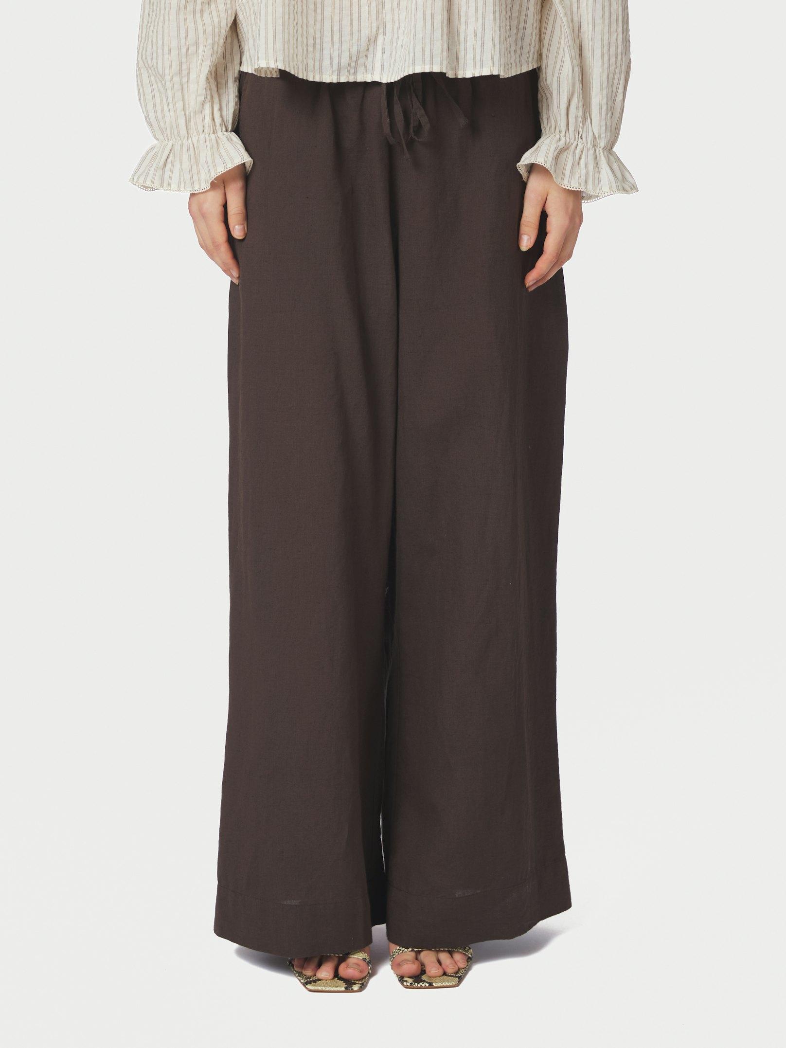 Heifa Linen Pants Dark brown - 3