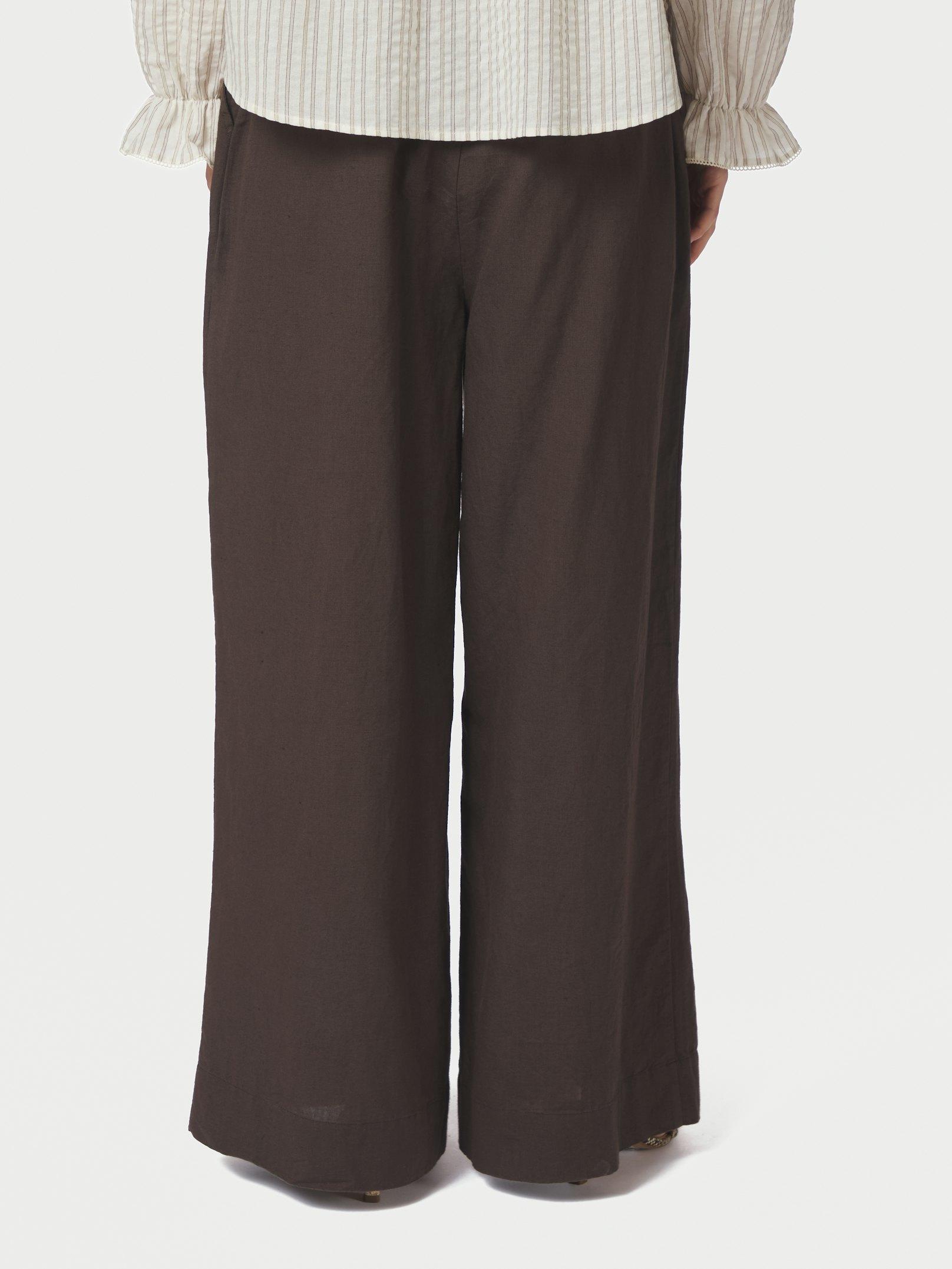 Heifa Linen Pants Dark brown - 4