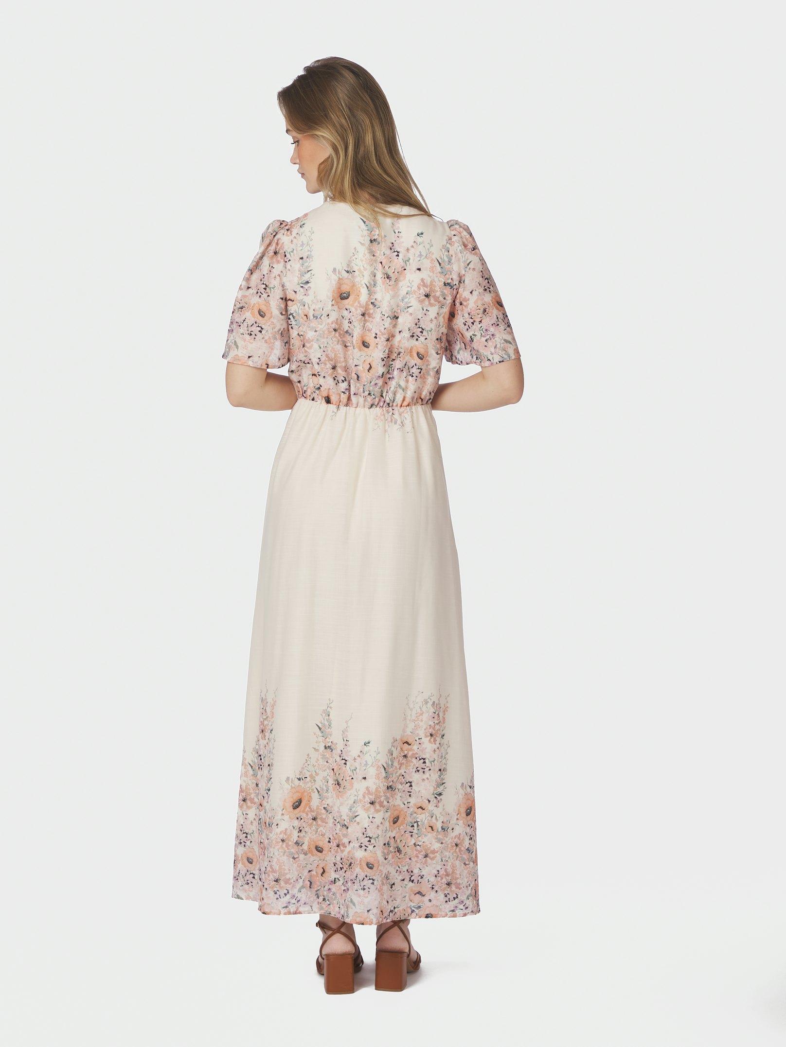 Serna Flower Print Dress Burned Powder - 4