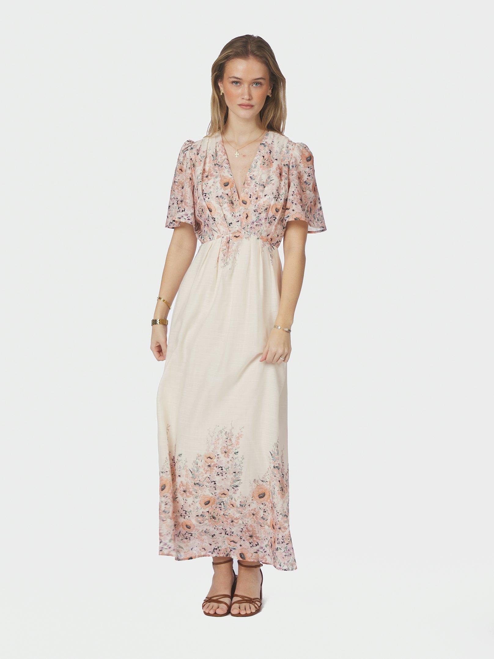 Serna Flower Print Dress Burned Powder - 3