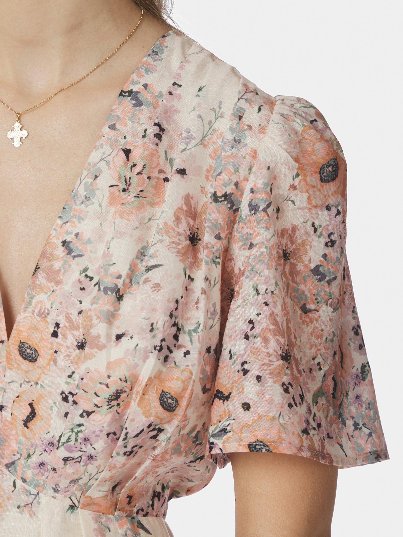 Serna Flower Print Dress Burned Powder - 5