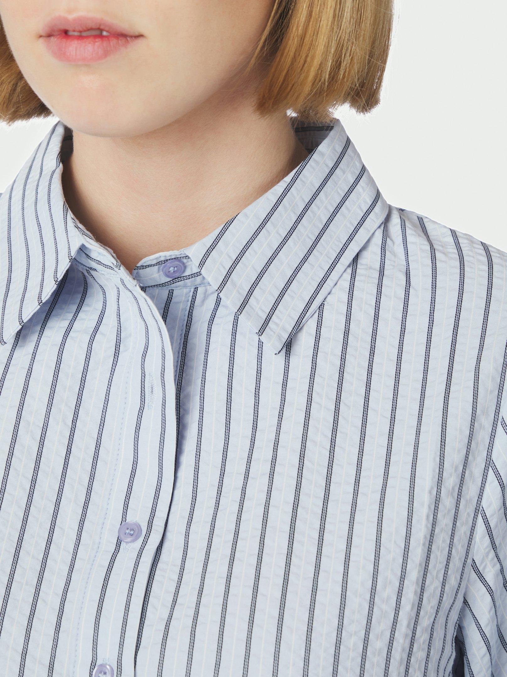 Rosa Striped Crepe Shirt Blue - 6
