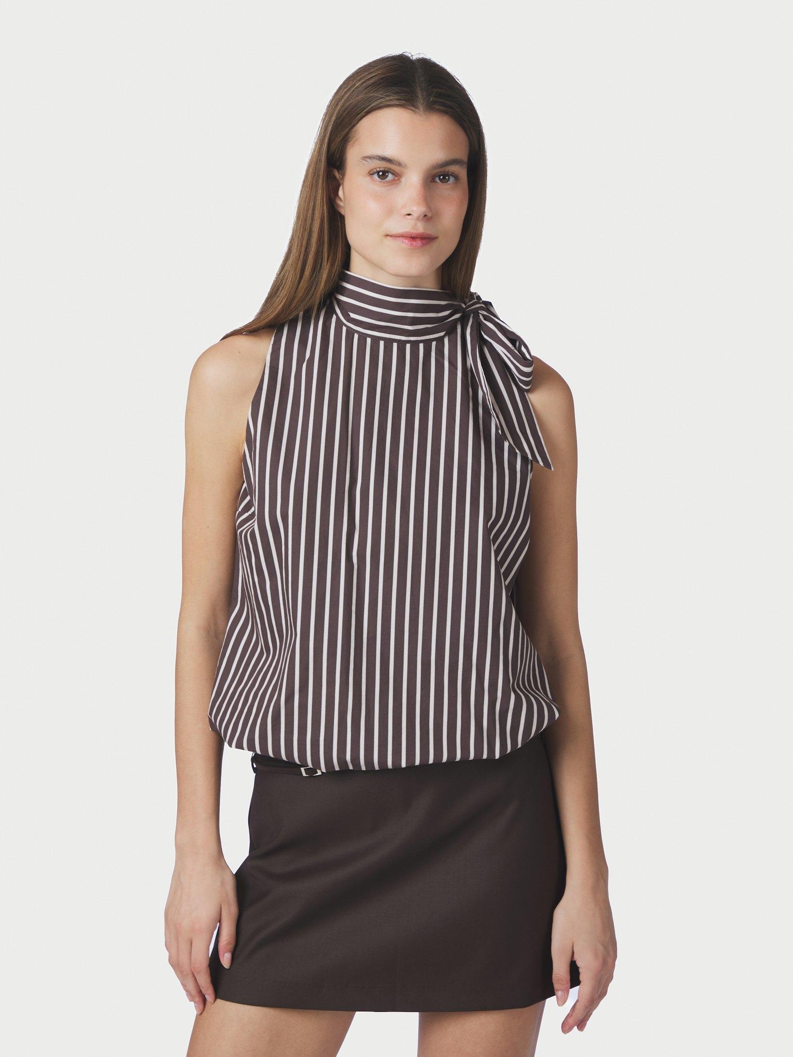 Veda Wide Stripe Top Dark brown - 3