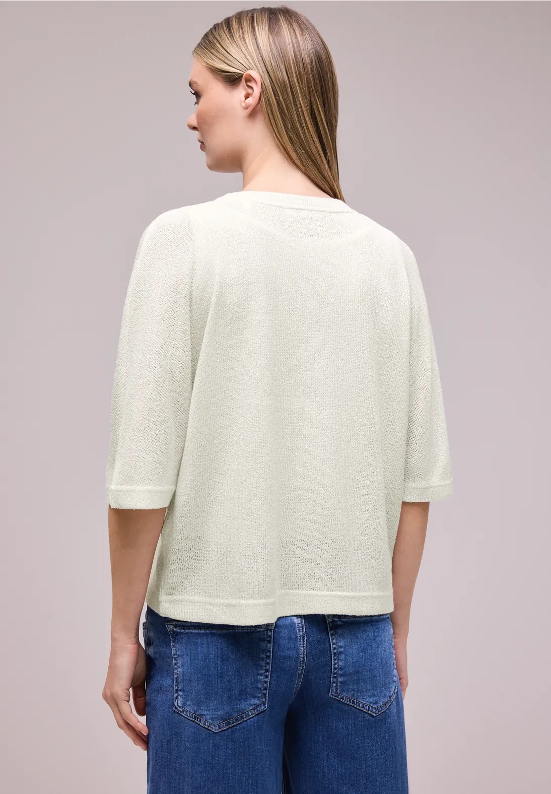 LTD QR Knit Look Batwing Jacket - Offwhite - Street One - 3