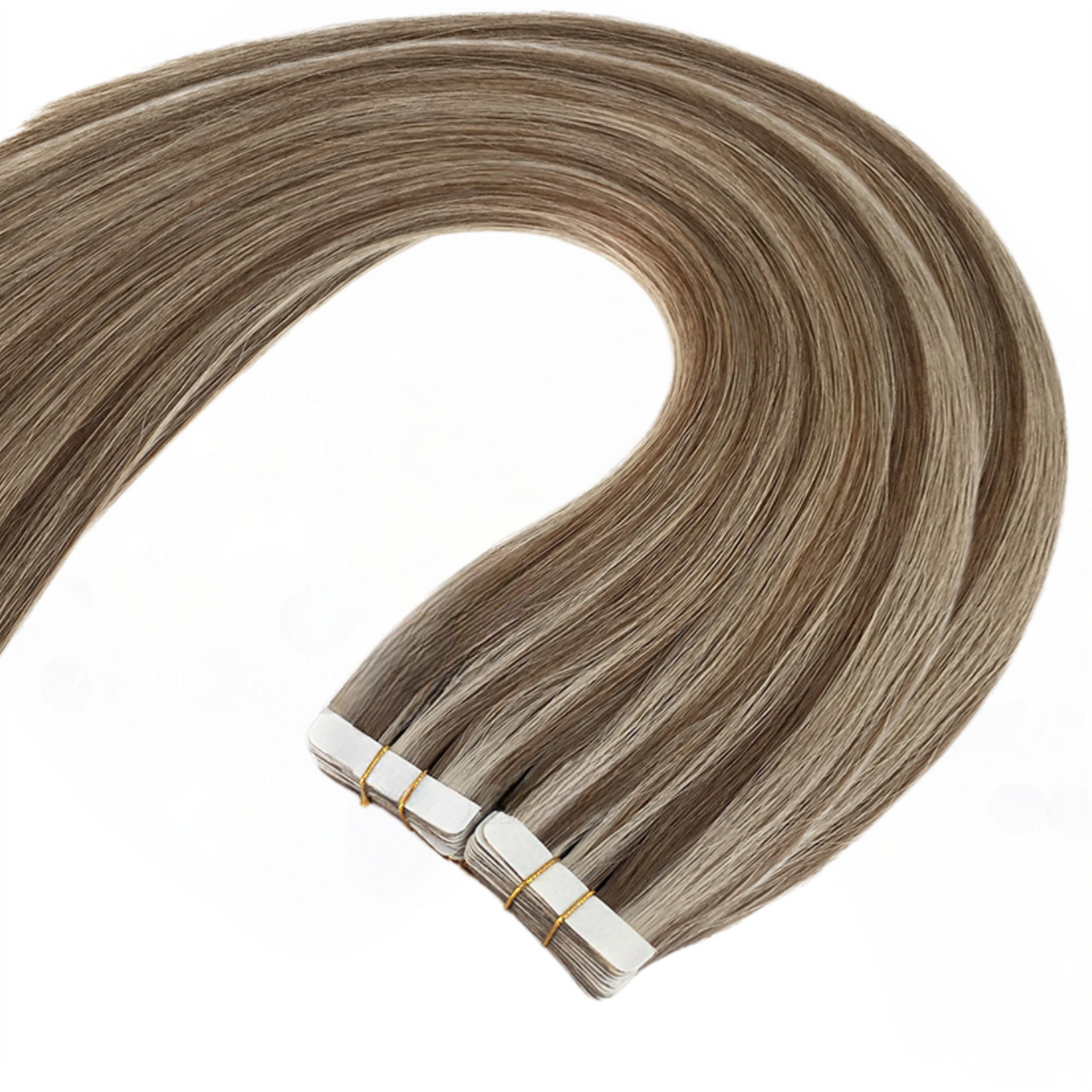 Russian Luxe Line - Tejpextensions - 50 cm - Färg P8/60 (Cool Medium Dark Blonde/Pure Blond PianoMix)