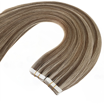 Russian Luxe Line - Tejpextensions - 50 cm - Färg P8/60 (Cool Medium Dark Blonde/Pure Blond PianoMix)