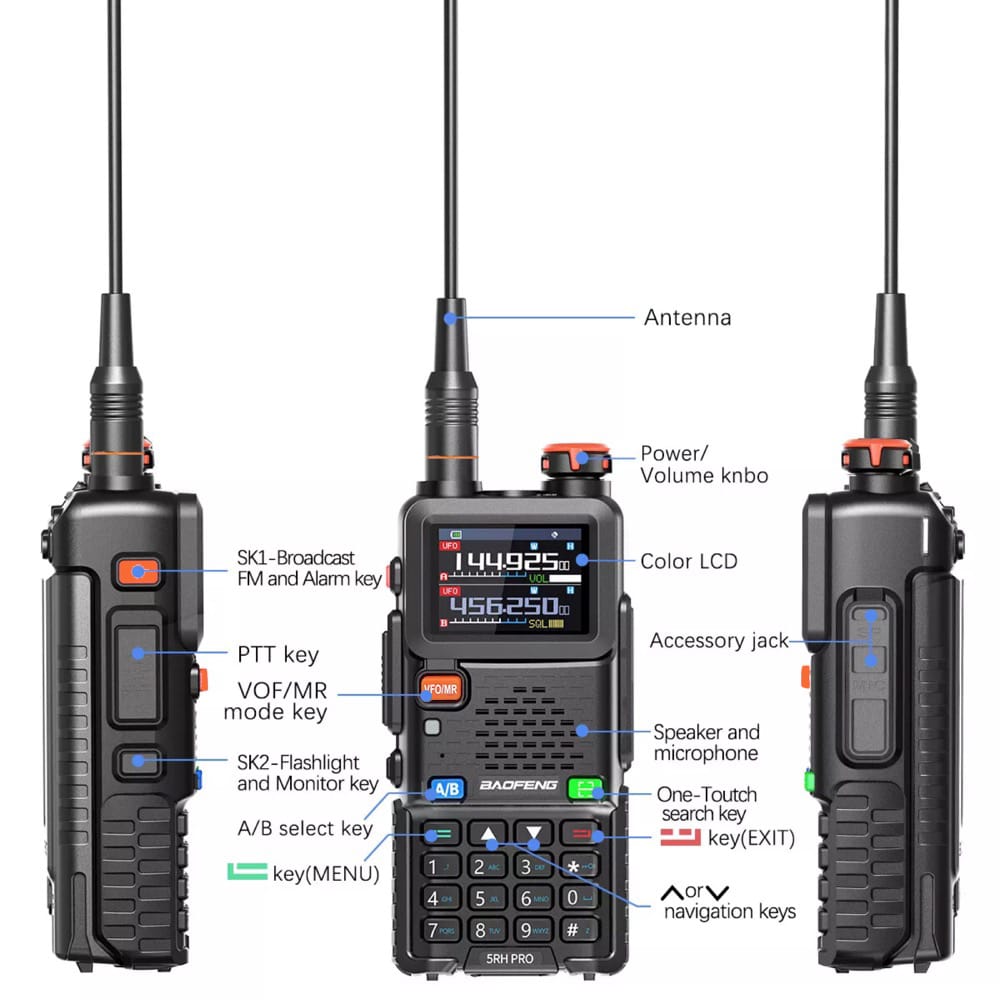 Baofeng UV-5RH Pro GPS 10W Multi-Band Long Range Walkie Talkie - 4